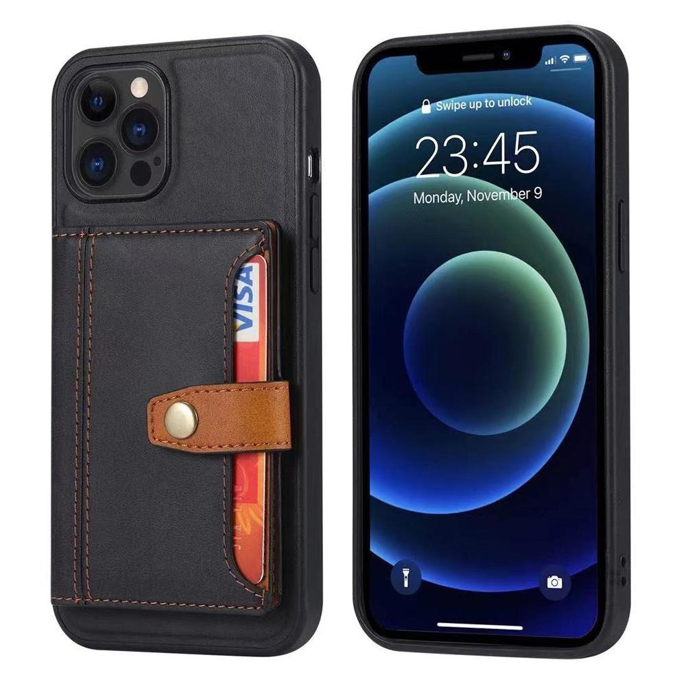 Black Leather Card Holder Case iPhone 12 Pro Max